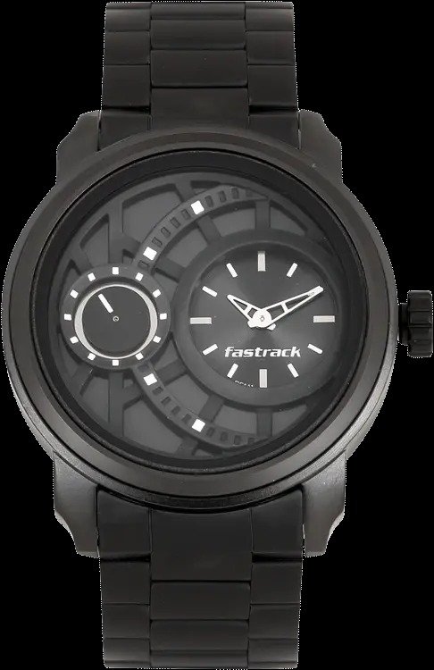3147km01 Fastrack Black Metal Men Wrist Watch