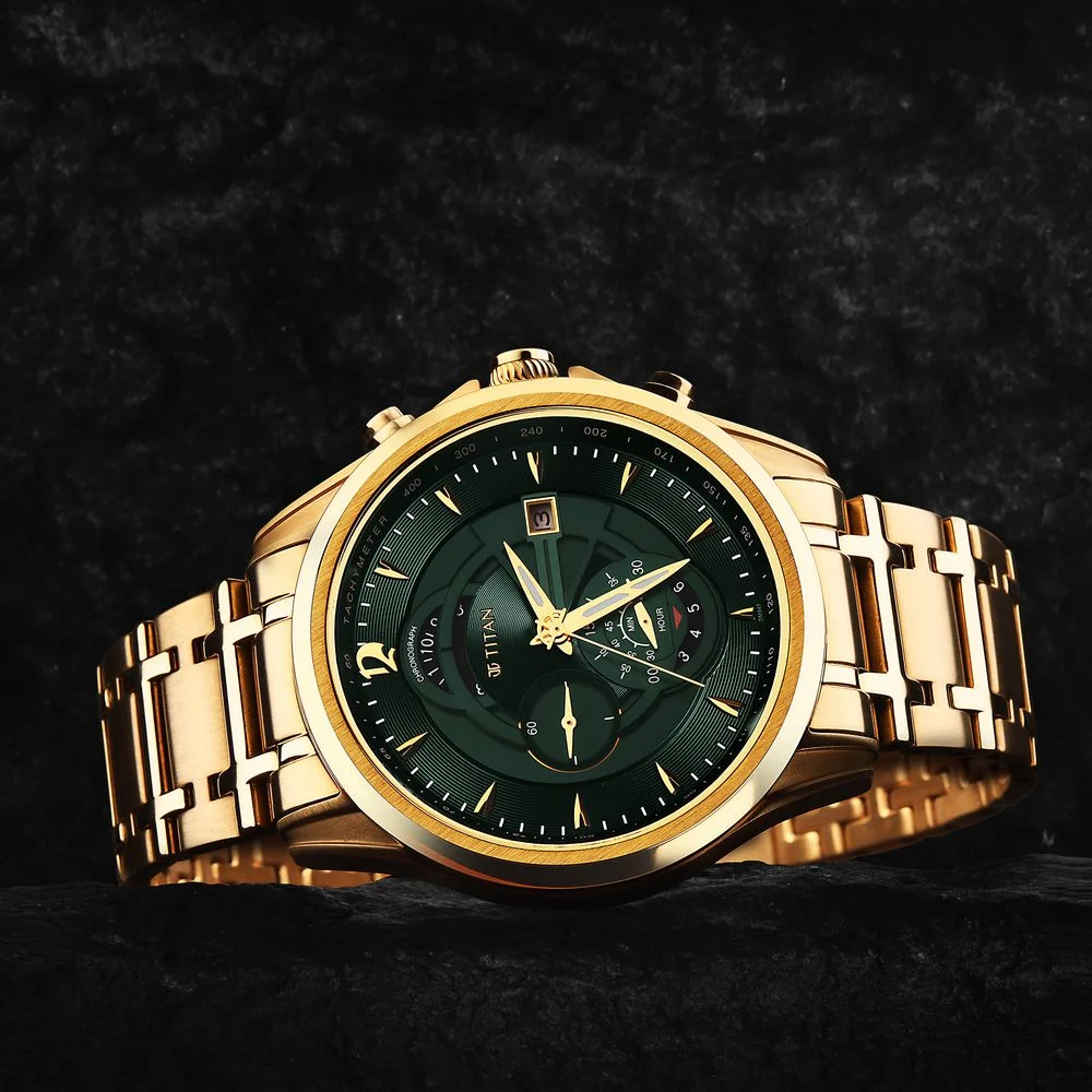 Titan Regalia Premium Green Chrono Stainless Steel Strap watch for Men - Image 3