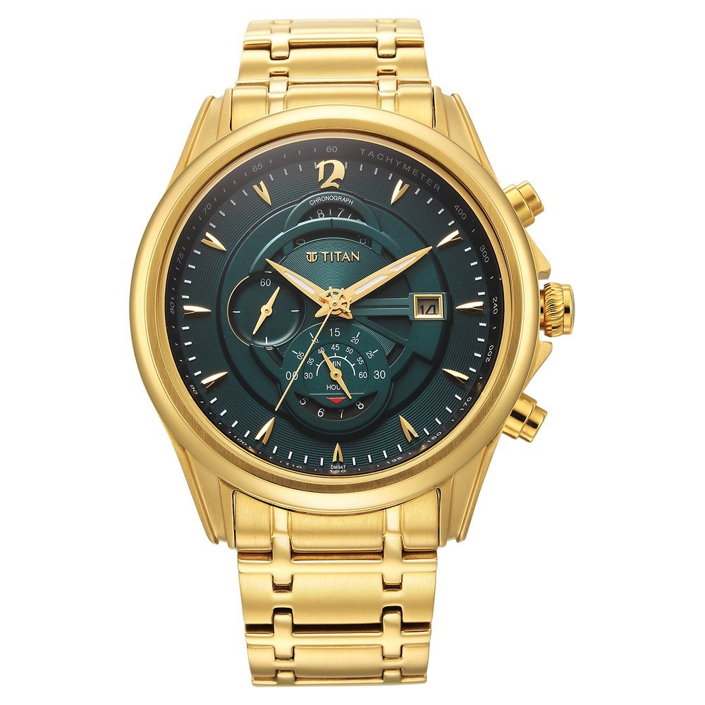 Titan Regalia Premium Green Chrono Stainless Steel Strap watch for Men - Image 4
