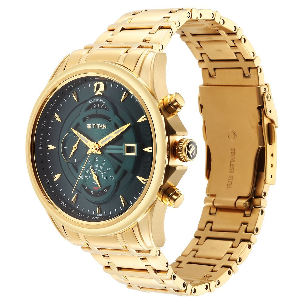 Titan Regalia Premium Green Chrono Stainless Steel Strap watch for Men - Image 5