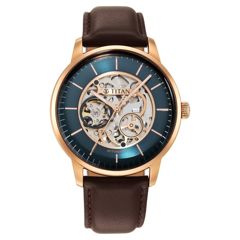 Titan Mechanical Green Dial Automatic watch for Men with Leather Strap - Image 3