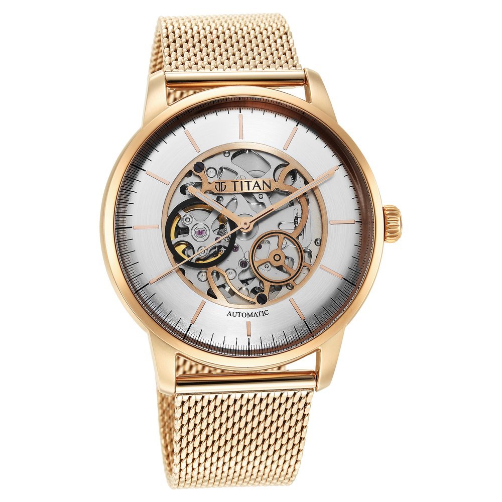 Titan Mechanical Silver Dial Analog Stainless Steel Strap Watch for Men