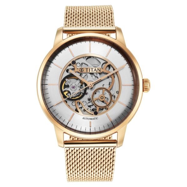 Titan Mechanical Silver Dial Analog Stainless Steel Strap Watch for Men - Image 3