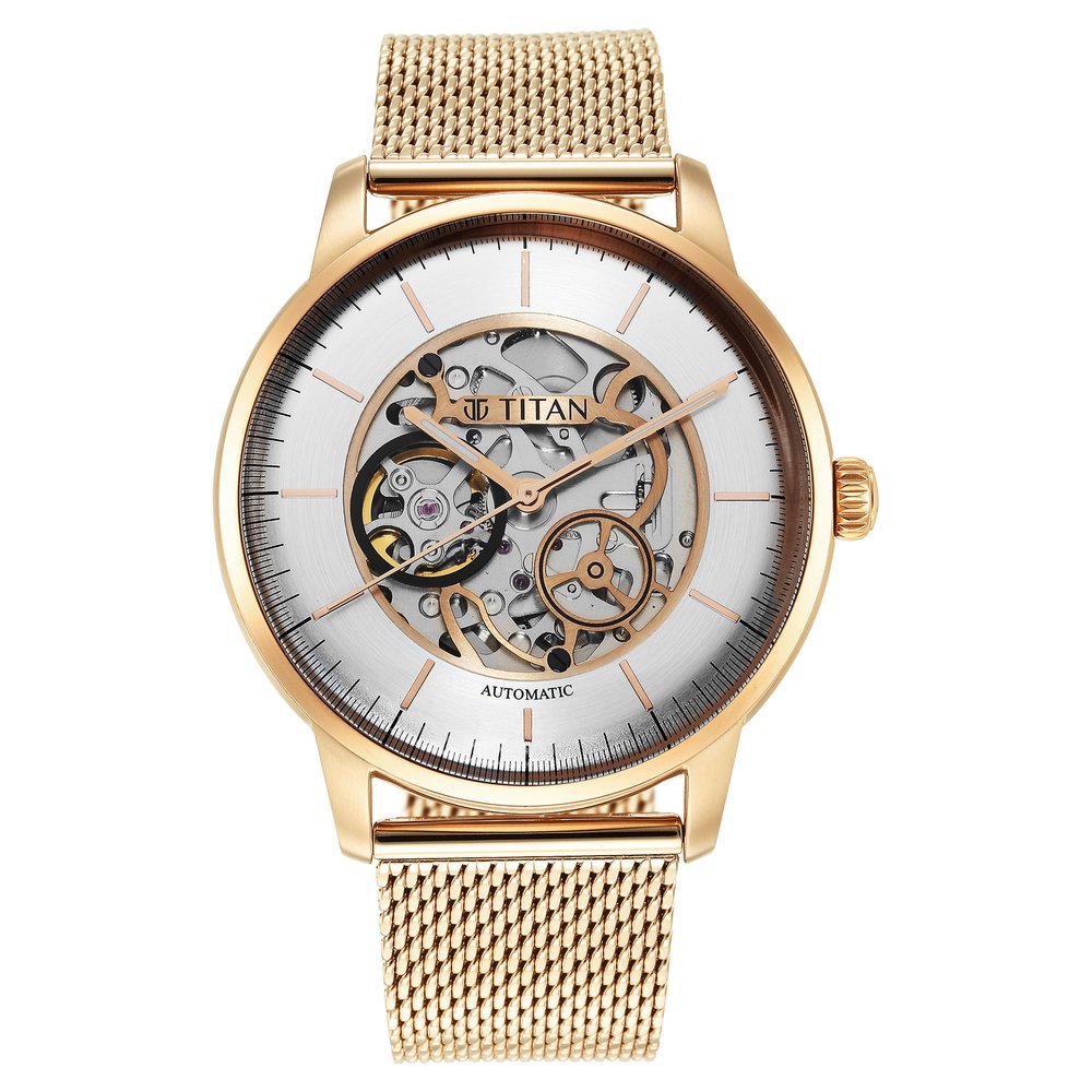 Titan Mechanical Silver Dial Analog Stainless Steel Strap Watch for Men - Image 3