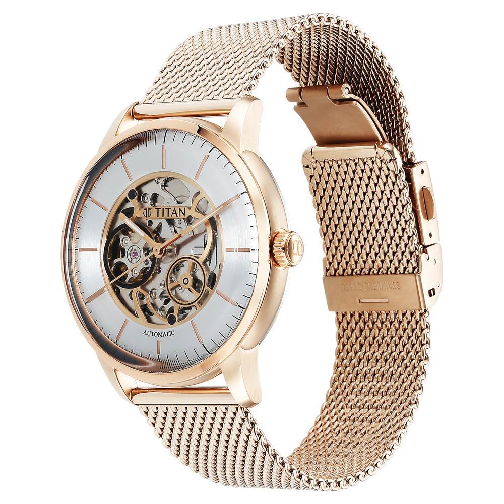 Titan Mechanical Silver Dial Analog Stainless Steel Strap Watch for Men - Image 4
