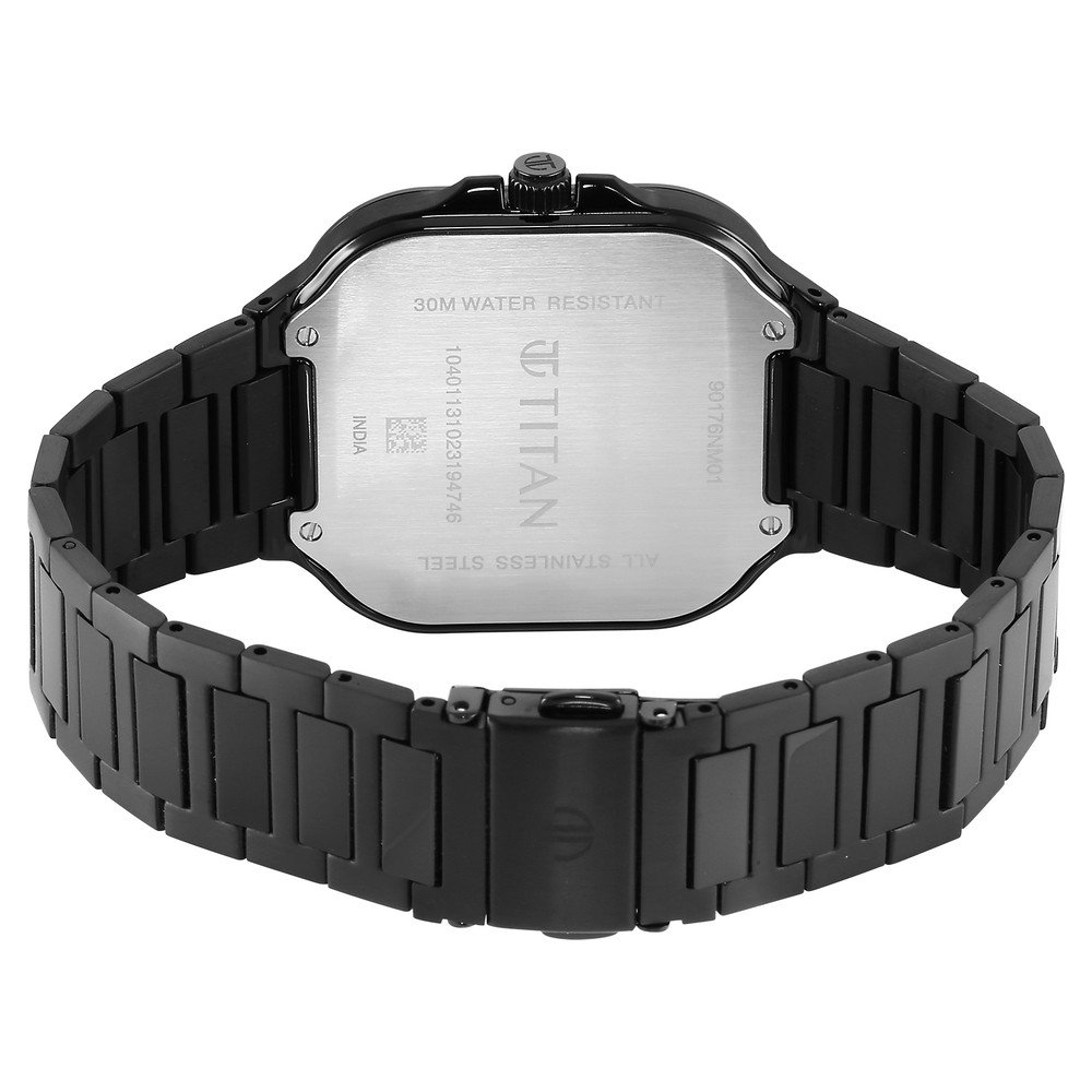 Titan Classique Slim Square Quartz Analog with Date Black Dial Stainless Steel Strap Watch for Men - Image 6