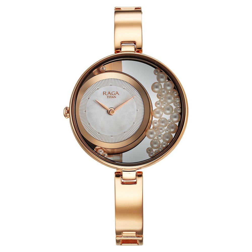 Titan Raga Power Pearls Quartz Analog White Dial with loose pearls Metal Strap Watch for Women - Image 3