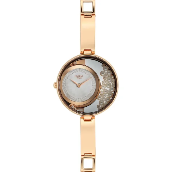 Titan Raga Power Pearls Quartz Analog White Dial with loose pearls Metal Strap Watch for Women - Image 4
