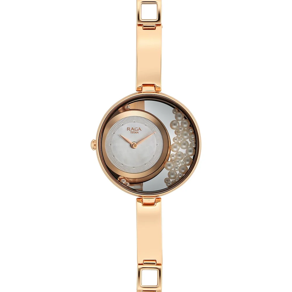 Titan Raga Power Pearls Quartz Analog White Dial with loose pearls Metal Strap Watch for Women - Image 4