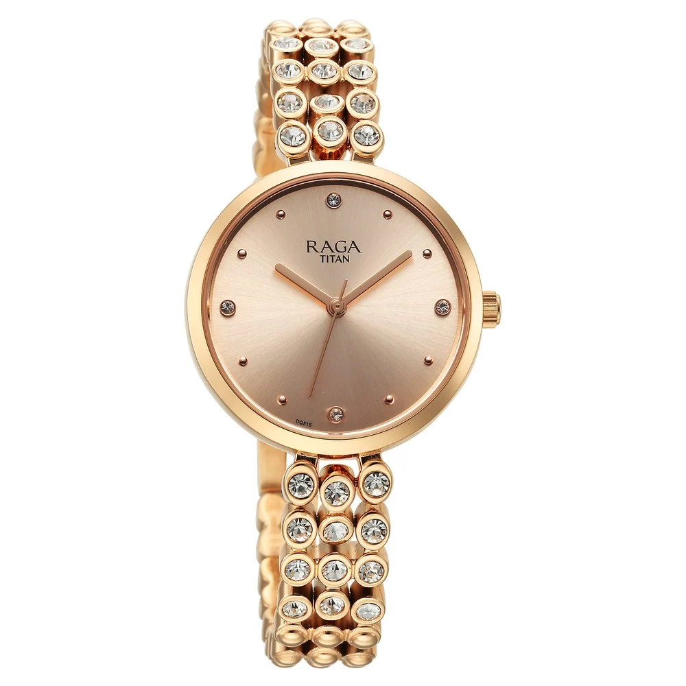 Titan Raga Showstopper Quartz Analog Rose Gold Dial Metal Strap Watch for Women - Image 3