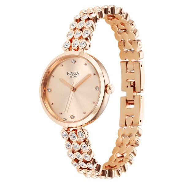 Titan Raga Showstopper Quartz Analog Rose Gold Dial Metal Strap Watch for Women - Image 4