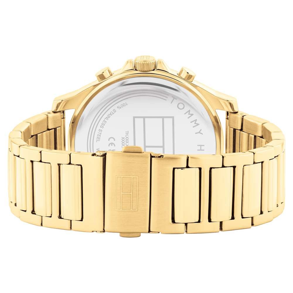 Tommy Hilfiger Black Dial Golden Colour Stainless Steel Strap Watch for Men (TH1710520)) - Image 4